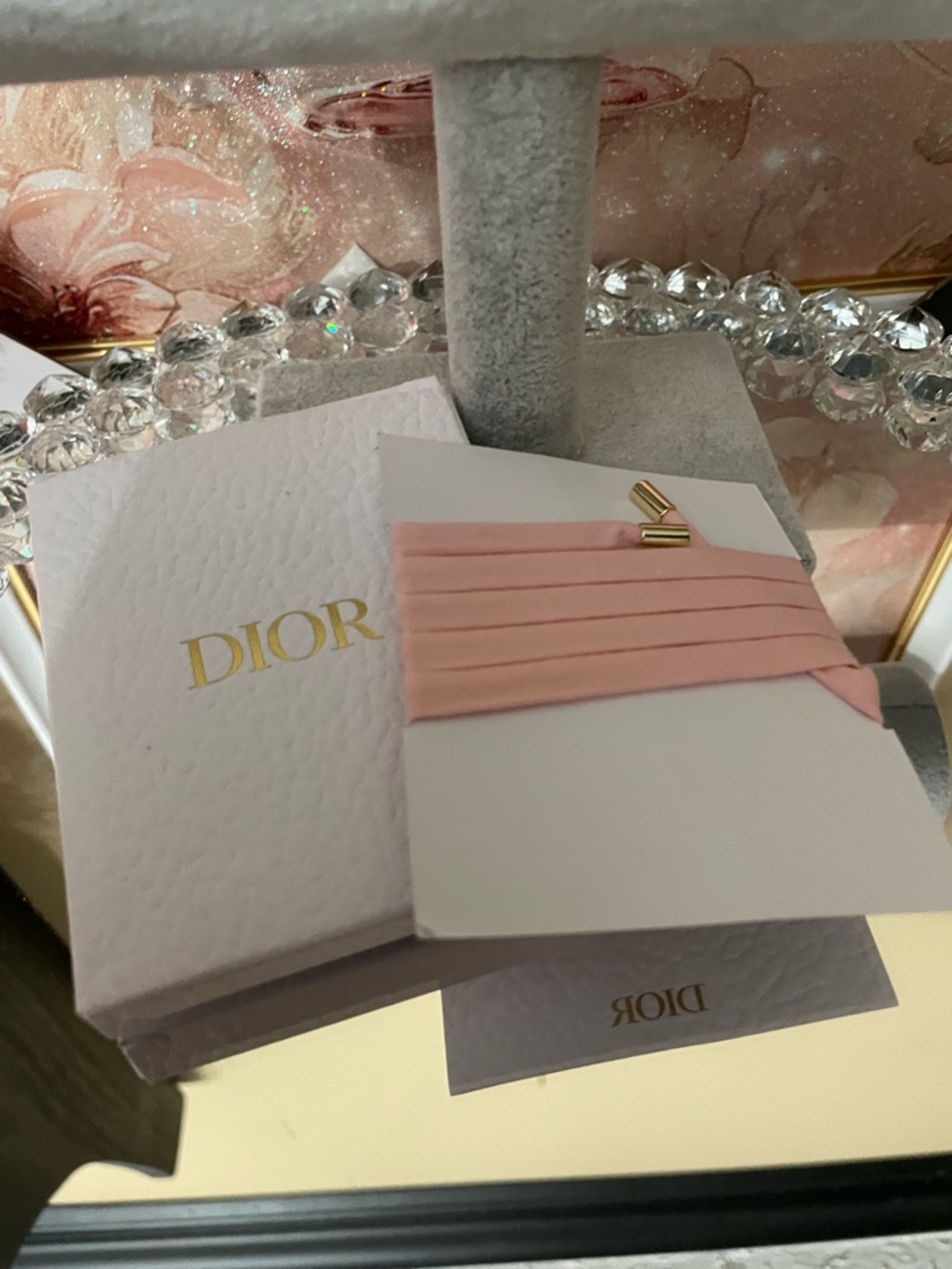 Dior Pink Wrap Bracelet /necklace with Gold Charms gwp - Picture 2 of 6